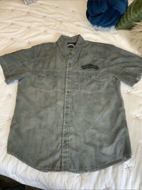Harley-Davidson Gray Short-Sleeve Snap Button Work Shirt